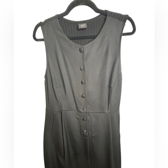 Bitte Kai Rand Academia Sleeveless Midi Half Button Front Size Large Black Dress - Picture 2 of 15